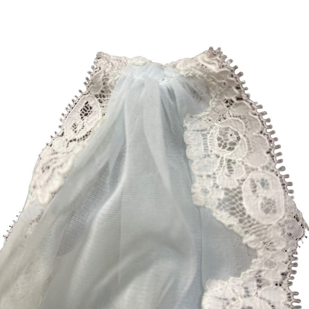 Yolande Womens Vintage 1940 Slip Dress Negligee Blue Lace Romantic Full Length L - Picture 5 of 12
